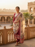 Women Beige & Maroon Pure Viscose Printed Kurta Set