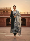 Women Black & Ivory Pure Viscose Printed Kurta Set