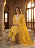 Sunshine Yellow Cotton Kurta Set with Dupatta Geetha Creation