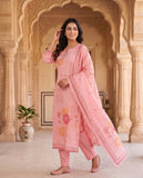 Pink Floral Mul Cotton Kurta Set with Dupatta Geetha Creation