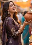 Deep Plum Pure Viscose Kurta Set with Hand-Embroidered Neckline