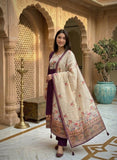Vanya Wine Viscose Silk Hand-Block Print Kurta Set Geetha Creation