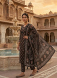 Twilight Black Cotton Kurta Set with Dupatta Geetha Creation