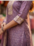 Dusky Lavender Pure Viscose Hand-Embroidered Kurta Set