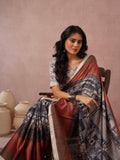 Rust Sunset Designer Soft Tussar Saree Geetha Creation