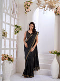 Pure Black Checks with Copper Glow Tussar Silk Saree Geetha Creation