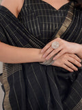 Pure Black Checks with Copper Glow Tussar Silk Saree Geetha Creation