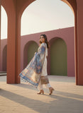 Women Ivory & Blue Floral Pure Viscose Elegant Kurta Set