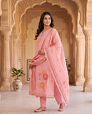 Pink Floral Mul Cotton Kurta Set with Dupatta Geetha Creation