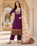 Vanya Wine Viscose Silk Hand-Block Print Kurta Set Geetha Creation