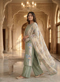 Mint Green Cotton Ready to Wear Kurta Set with Floral Dupatta Geetha Creation