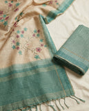 Floral Semi Tussar Saree with Woven Border & Unstitched Blouse Piece Geetha Creation