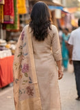 Warm Almond Beige Pure Viscose Hand-Embroidered Kurta Set