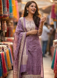 Dusky Lavender Pure Viscose Hand-Embroidered Kurta Set
