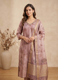 Inaya Slate Blue Soft Tissue Leaf Print Kurta Set Geetha Creation