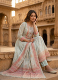 Pastel Blue Linen Anarkali Suit Set with Dupatta Geetha Creation
