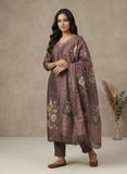 Deep Plum PureTissue Kurti Set with Hand-Embroidered Neckline Geetha Creation