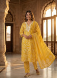 Sunshine Yellow Cotton Kurta Set with Dupatta Geetha Creation