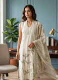 Beige Linen Ready to Wear Kurta Set with Dupatta Geetha Creation