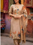 Soft Sand Beige Pure Viscose Hand-Embroidered Kurta Set
