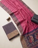 Semi Tussar Woven Saree with Ethnic Border & Unstitched Blouse Piece Geetha Creation