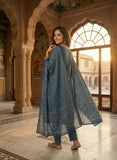 Rust Gold Printed Cotton Kurta Set with Dupatta Geetha Creation