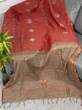 Classic Chikoo Orange Shibori Cotton Silk Saree Geetha Creation