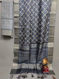 Inc Blue Tradition Mosaic Handloom Tussar Saree C4