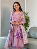 Violaceous Sparkle Linen Ready To Wear Kurti Set Geetha Creation