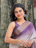 Luxurious Lavender with Chikoo Semi Tussar Saree Geetha Creation