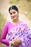 Bursting Rainbow Pink Abstract Linen Saree