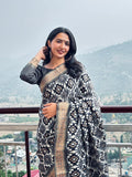 Black Patola Chapa Handloom Tussar Saree C1 Geetha Creation