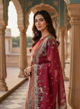 Women Slate Grey & Maroon Royal Heritage Pure Viscose Hand-Embroidered Kurta Set