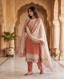 Peach Mul Cotton Kurta Set with Dupatta Geetha Creation