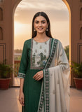 Women Emerald Green Pure Viscose Nature Motif Kurta Set