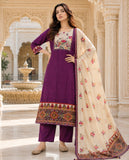 Vanya Wine Viscose Silk Hand-Block Print Kurta Set Geetha Creation