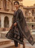 Twilight Black Cotton Kurta Set with Dupatta Geetha Creation