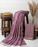 Lavender Semi Tussar Saree with Striped Design & Tassel Border Geetha Creation