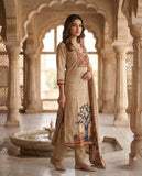 Beige Cotton Kurta Pant Dupatta Set with Folk Art Motifs & 3/4th Sleeves Geetha Creation