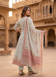Pastel Blue Linen Anarkali Suit Set with Dupatta Geetha Creation