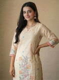 Pastel Floral Linen Ready to Wear Kurti Set Geetha Creation