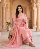 Pink Floral Mul Cotton Kurta Set with Dupatta Geetha Creation