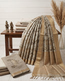 Beige Semi Tussar Saree with Woven Border and Matching Blouse Piece Geetha Creation