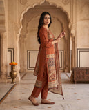 Rust Brown Ethnic Motif Cotton Kurta Set with Dupatta & Straight Pants Geetha Creation