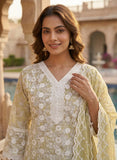 Pastel Yellow Cotton Ready to Wear Kurta Set Geetha Creation