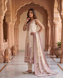 Women Cream Pink Ethnic Motif Linen Kurta Set with Dupatta Geetha Creation