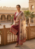 Women Beige & Maroon Pure Viscose Printed Kurta Set