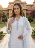 Sky Tint Cotton Kurta Set with Refined Lace Detailing Geetha Creation
