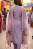 Soft Lilac Pure Viscose Hand-Embroidered Kurta Set