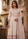Blush Beige Linen Anarkali Kurta Set with Dupatta Geetha Creation